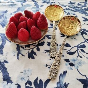 Godinger Gold and Silver Plated Serving Floral Spoons
